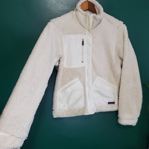 Patagonia Reversible Fleece Zip Up Jacket Ivory Md - Picture 2 of 13